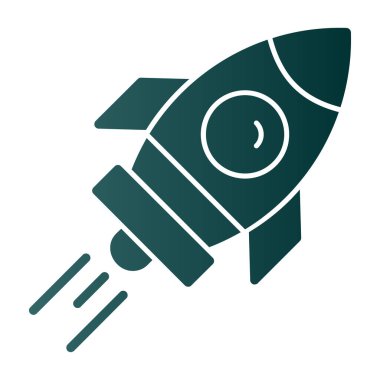 Roket gemi simgesi, vektör çizimi basit tasarım