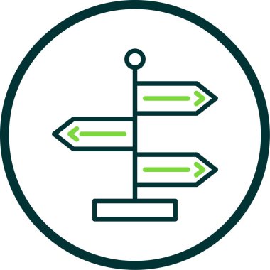 Yön, işaret direği simgesi. Basit vektör illüstrasyonu