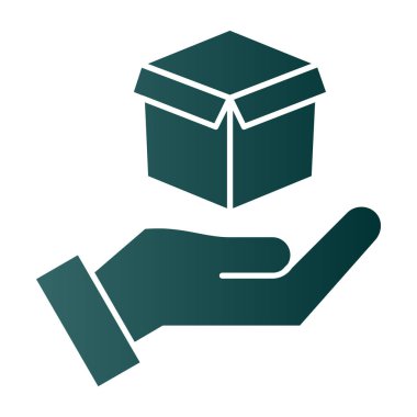 Karton kutu simgesi ile el