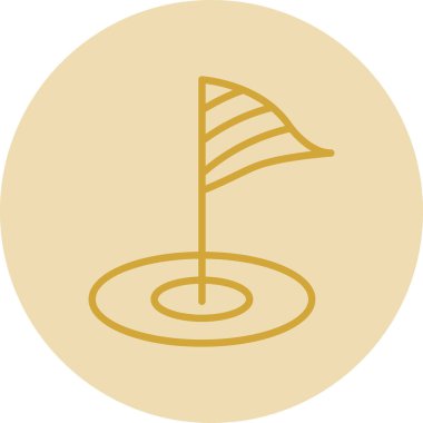 Mini golf sahası simgesi. Bayrak deliğinde. Vektör izole illüstrasyonu 