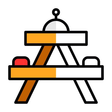 Bir piknik tablosu simgesinin vektör çizimi 