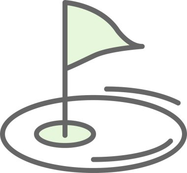 düz Golf bayrağı simgesi, vektör illüstrasyonu