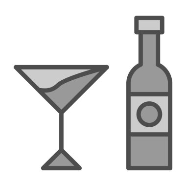 Alkol içeceği ve kokteyl çizgisi ve sembol, alkol ve alkol, alkol içeceği işaretleri vektör grafikleri, bir doğrusal simge