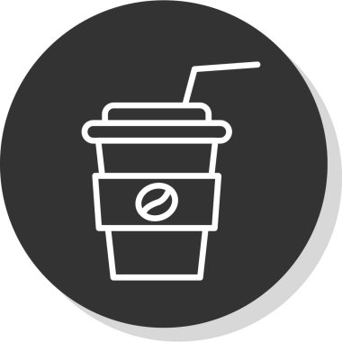Saman içen kağıt kahve fincanı. Kafe logosu. Vektör.