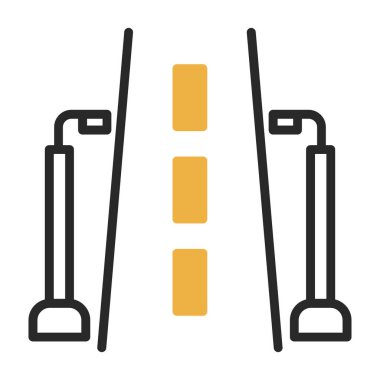 Park bariyeri vektör simgesi. biçim düz sembol, sarı renk, yuvarlak açılar, beyaz arkaplan