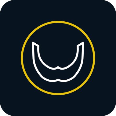 Çizgi bıyığı ve sakal simgesi siyah arkaplanda izole edildi. Berber dükkanı sembolü. Yüz kılı stili. Renkli taslak konsepti. Vektör.