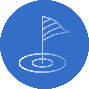 Mini golf sahası simgesi. Bayrak deliğinde. Vektör izole illüstrasyonu 