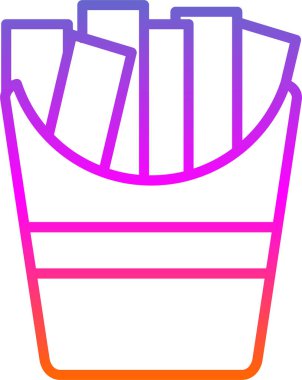 Patates kızartması simgesi, vektör çizimi beyaz üzerine basit tasarım