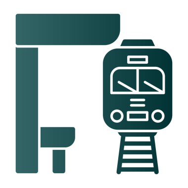 Bir yeşil ve mavi tren simgesinin vektör çizimi