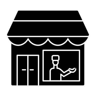 dükkan vektörü simgesi düz simgesi