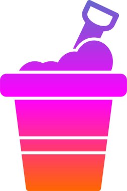 Kum kovası kürek ağ simgesi, basit vektör illüstrasyonu