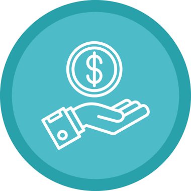 Para biriktir. Web simgesi basit bir illüstrasyon. El ve dolar para sembolü