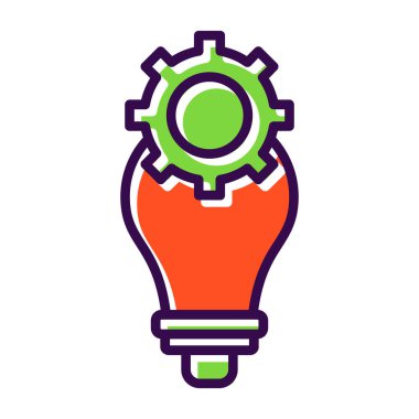 Dişli simgesi olan ampul, vektör illüstrasyon grafik tasarımı