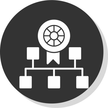 ağ yapı vektör simgesi. biçim düz yuvarlak renk tuşu, gri ve gri renkler, beyaz arkaplan.