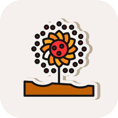 Tek bir izole çiçek çizgi filminin vektör çizimi