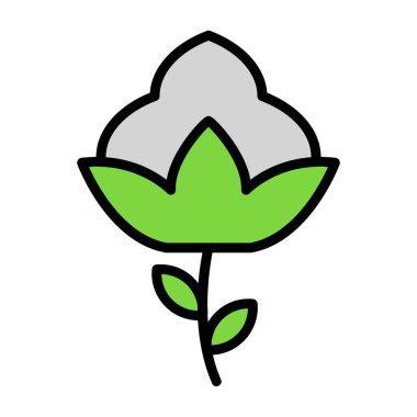 Pamuk çiçek simgesinin vektör illüstrasyonu 