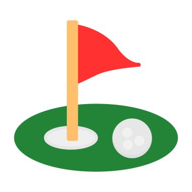 bir bayrak ile izole edilmiş golf topu