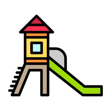 oyun parkı slayt renk ikonu vektörü. Oyun parkı kaydırağı tabelası. izole edilmiş sembol çizimi