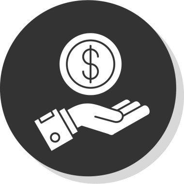 Para biriktir. Web simgesi basit bir illüstrasyon. El ve dolar para sembolü