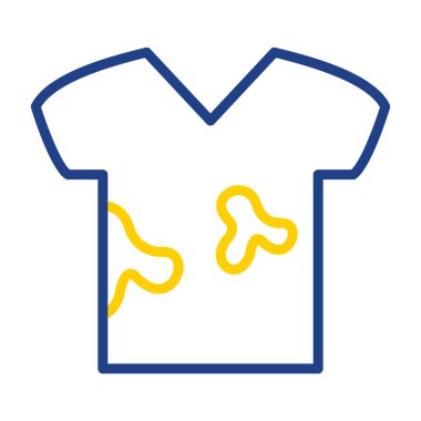 Kirli çamaşırlar. Yağ lekeli tişört. Çamaşır simgesi, vektör illüstrasyonu