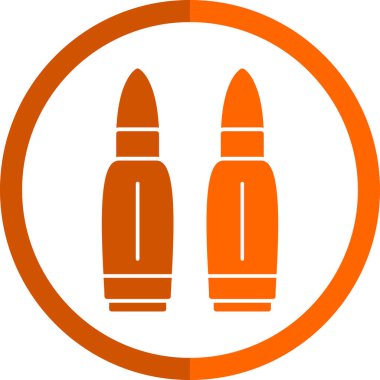 Kurşun ikonu. Vektör biçimi yuvarlak açılı, turuncu renk ve beyaz arkaplan içeren düz ikonik semboldür.