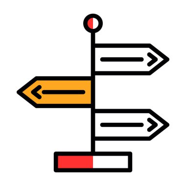 Yön, işaret direği simgesi. Basit vektör illüstrasyonu