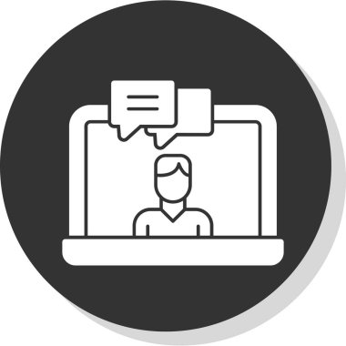 çevrimiçi sohbet vektör çizgisi simgesi, çevrimiçi öğrenme