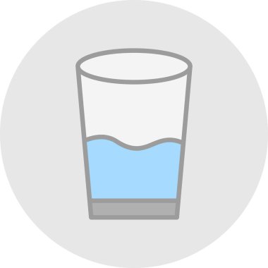 Bir bardak su, içecek ikonu, beyaz arkaplanda izole edilmiş. 