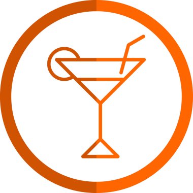 Kokteyl ikonu ya da limonla imzalayıp saman içmek. Vektör illüstrasyonu.