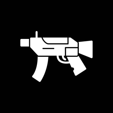 Koyu arkaplanda tabanca ikonu. vektör illüstrasyonu.