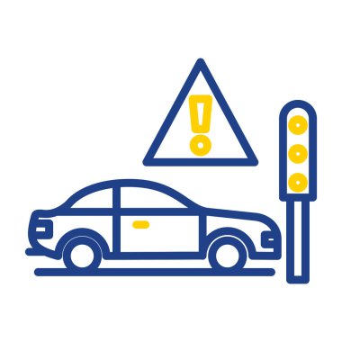 Beyaz arkaplanda trafik ışıkları vektör çizgisi simgesi, yol işaretleri, bilgi için işaret simgesi veya web sitesi simgesi.