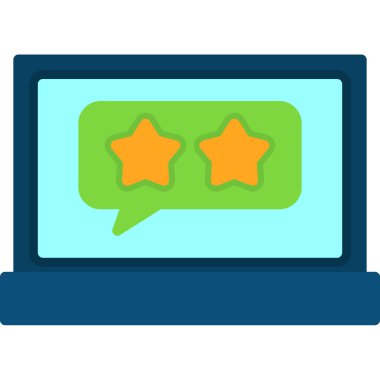 Dizüstü bilgisayarda gözden geçirme imzası, vektör illüstrasyonu basit tasarım