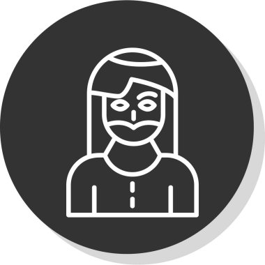 Sakallı kadın simgesi, vektör illüstrasyonu