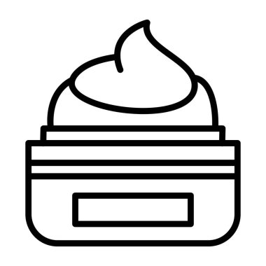 Krema ikonu. beyaz arkaplanda izole edilmiş web tasarımı için ana hatlı krem vektör simgesi