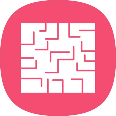 Labirent düz simgesi, vektör illüstrasyonu