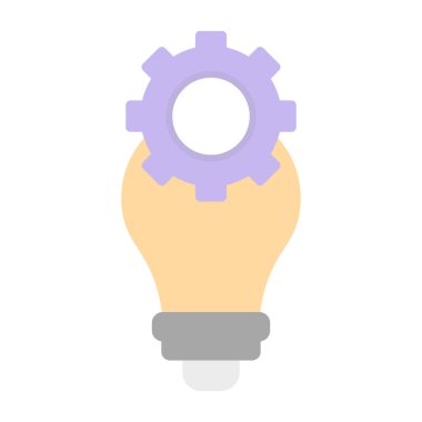 Dişli simgesi olan ampul, vektör illüstrasyon grafik tasarımı