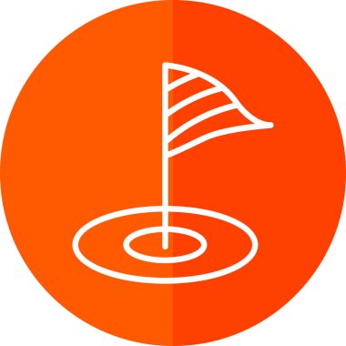 Mini golf sahası simgesi. Bayrak deliğinde. Vektör izole illüstrasyonu 