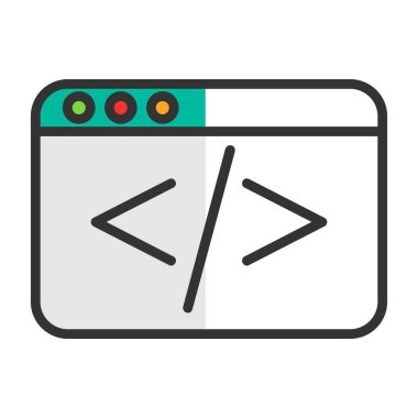 Kod işareti. Kodlama simgesi. vektör illüstrasyonu