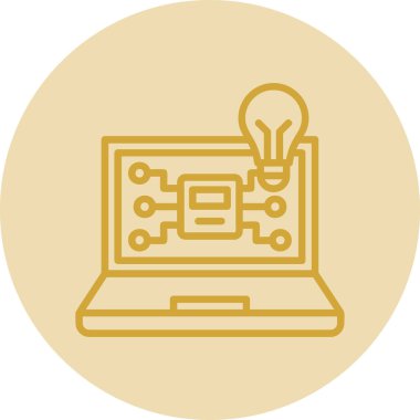 Ampul simgesi, çizgi vektörü olan dizüstü bilgisayar