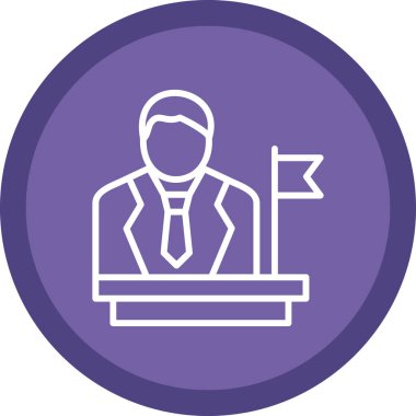 Dizüstü bilgisayar vektör simgesi olan bir iş adamı. Modern basit çizgi resimleme