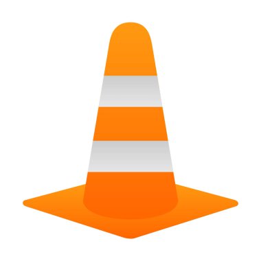 Çizgi film tarzında trafik konisi simgesi beyaz arkaplanda izole edildi. uyarı sembolü stok vektör illüstrasyonu.