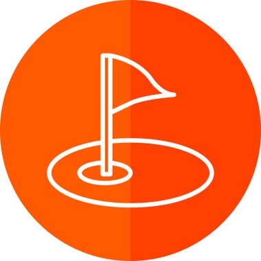 Golf sahası ikonu. Bayrak deliğinde. Vektör izole illüstrasyonu 