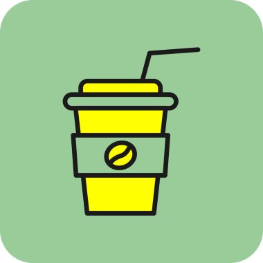 Saman içen kağıt kahve fincanı. Kafe logosu. Vektör.