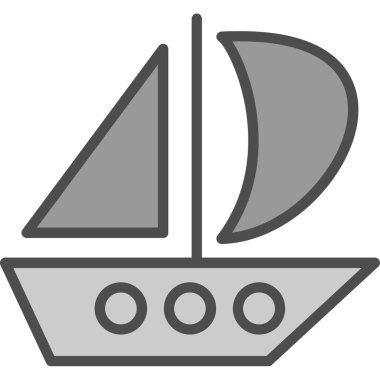 Yelkenli tekne ikonu. Web için yelkenli tekne vektör simgesinin özet çizimi 