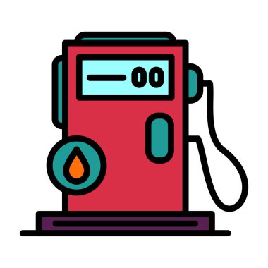 Benzin pompası ikon vektörü. İnce çizgi işareti. renk kontur sembolü resimlemesi