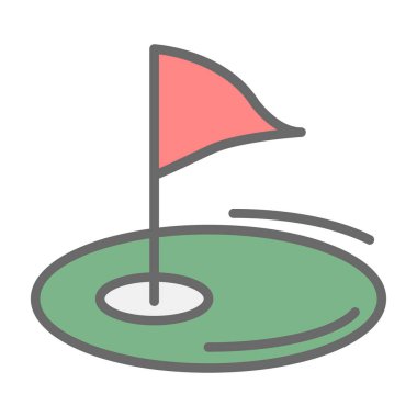 düz Golf bayrağı simgesi, vektör illüstrasyonu