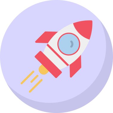 Roket gemi simgesi, vektör çizimi basit tasarım