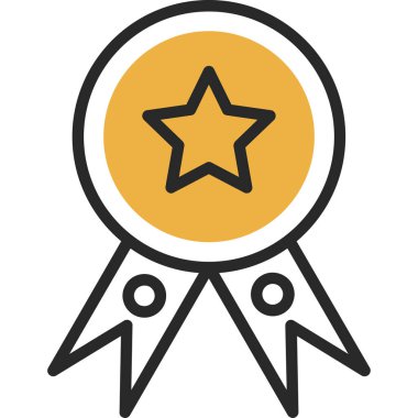 Rozet ödülü ikonu doldurulmuş taslak biçiminde