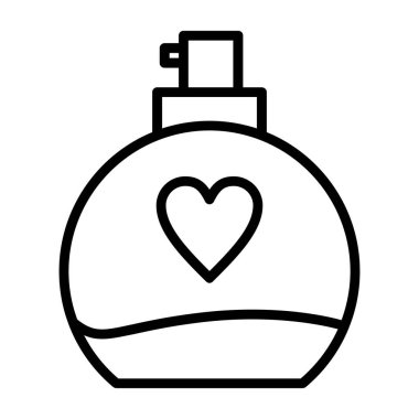 Bir şişe su ikonu olan bir kalp. web tasarımı için şişede su olan ana hatlı kalp