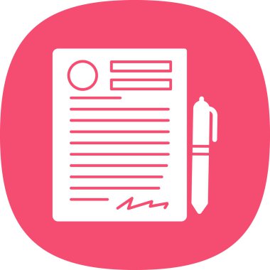 Sözleşme ve kalem düzlüğü simgesi, vektör illüstrasyonu